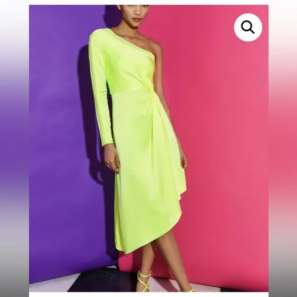 alice and olivia neon dress Alice + Olivia Erna Tie-Neck Halter Mini Dress